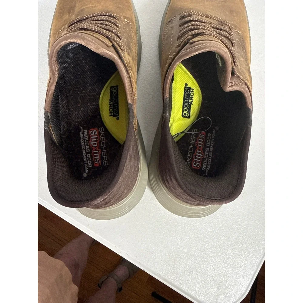 Skechers Hands Free Slip-ins Garza Gervin Brown Leather Oxford Shoes Mens Sz 12